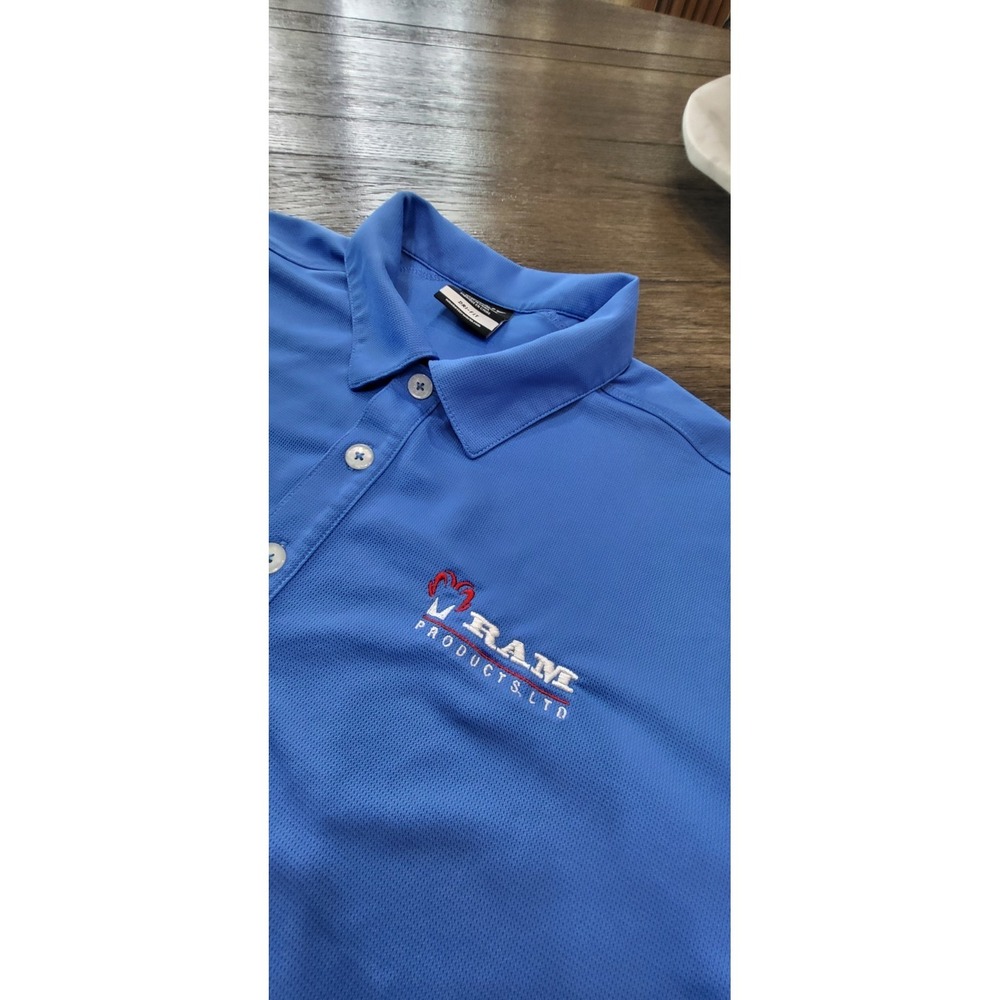 Nike Golf Dri-FIT Sky Blue Polo Shirt Mens Large Short Sleeve Embroidered Dodge